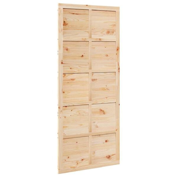 vidaXL Barn Door Brown 100 x 2.5 x 208 cm Solid Pine Wood