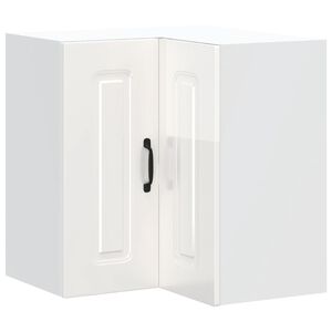 vidaXL Kitchen Wall Corner Cabinet Kalmar High Gloss White Engineered Wood