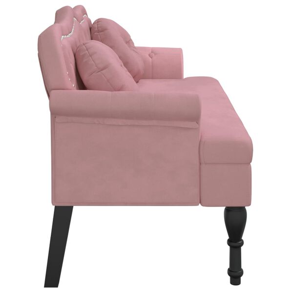 vidaXL Bench with Cushions Pink 120.5x65x75 cm Velvet