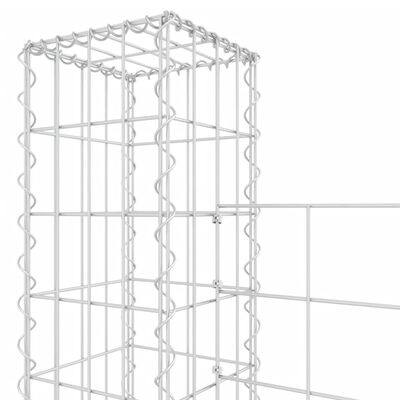 vidaXL U-shape Gabion Basket with 7 Posts Iron 740x20x200 cm
