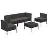 vidaXL 6 Piece Garden Lounge Set with Cushions Poly Rattan Black