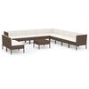vidaXL 12 Piece Garden Lounge Set with Cushions Poly Rattan Brown