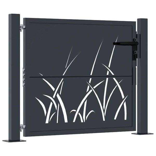 vidaXL Garden Gate Anthracite 100x100 cm Steel Grass Design