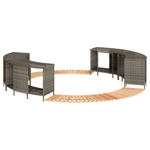 vidaXL Hot Tub Surround Grey Poly Rattan and Solid Wood Acacia