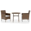 vidaXL 3 Piece Garden Dining Set Poly Rattan Brown
