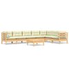 vidaXL 8 Piece Garden Lounge Set with Cream Cushions Solid Pinewood