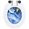 vidaXL WC Toilet Seats 2 pcs with Soft Close Lids MDF Dolphins Design