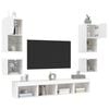 vidaXL 8 Piece TV Wall Units with LED White Engineered Wood