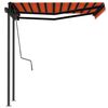 vidaXL Manual Retractable Awning with Posts 3x2.5 m Orange and Brown