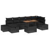 vidaXL Garden Sofa Set Height-Adjustable 8 pcs Black Poly Rattan