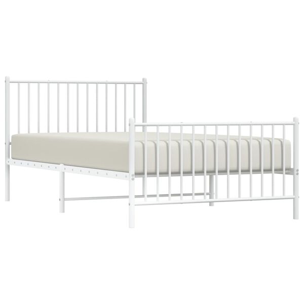 vidaXL Metal Bed Frame without Mattress with Footboard White 107x203cm