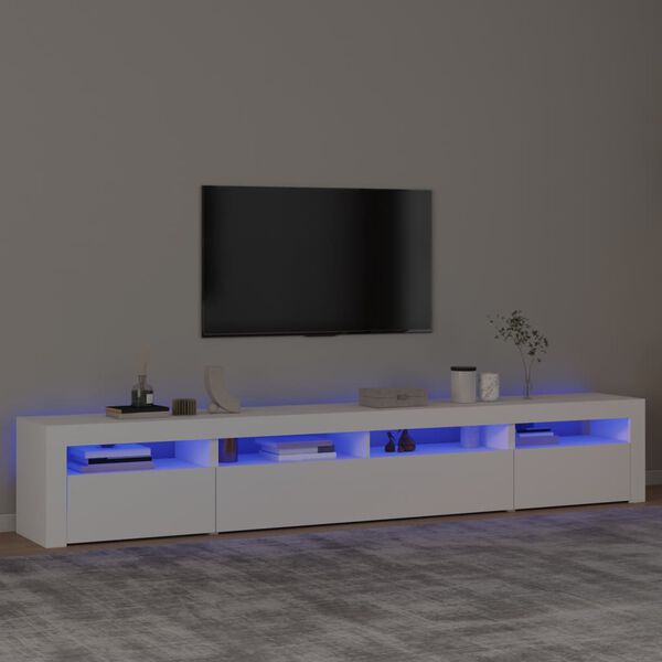 vidaXL TV Cabinet with LED Lights White 240x35x40 cm
