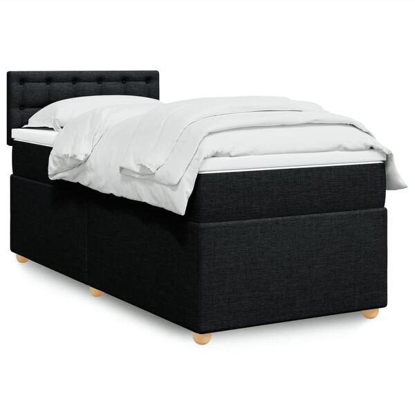 vidaXL Box Spring Bed with Mattress Black King Single Fabric