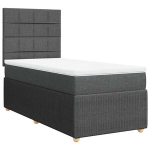 vidaXL Box Spring Bed with Mattress Dark Grey King Single Fabric