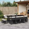 vidaXL 13 Piece Garden Dining Set with Cushions Black Poly Rattan