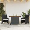 vidaXL 3 Piece Bistro Set with Cushions Black Poly Rattan