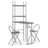 vidaXL Dining Set | Black and Silver | MDF and steel | Compact | Collapsible