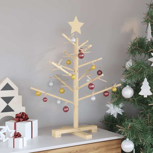 vidaXL Wooden Christmas Tree with Stand Natural 75 cm Solid pine wood
