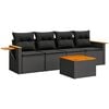 vidaXL 5 Piece Garden Sofa Set with Cushions Black Poly Rattan