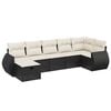 vidaXL 7 Piece Garden Sofa Set with Cushions Black Poly Rattan