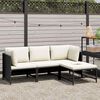 vidaXL 4 Piece Garden Sofa Set with Cushions Black Poly Rattan