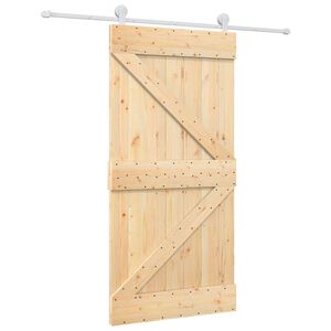 vidaXL Sliding Door Natural and White 100 x 210 cm Solid Pine Wood