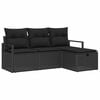 vidaXL Garden Sofa Set 4 pcs Black Poly Rattan