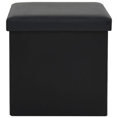 vidaXL Folding Storage Stools 2 pcs Black Faux Leather