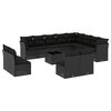 vidaXL 13 Piece Garden Sofa Set with Cushions Black Poly Rattan