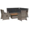 vidaXL 6 Piece Garden Lounge Set with Cushions Grey Poly Rattan