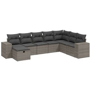 vidaXL 8 Piece Garden Sofa Set with Cushions Grey Poly Rattan