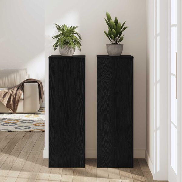 vidaXL Plant Stand Black Oak 33 x 33 x 100 cm Engineered wood