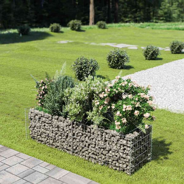 vidaXL Gabion Raised Bed Galvanised Steel 180x50x50 cm