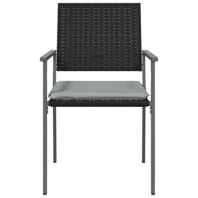 vidaXL Garden Chairs with Cushions 2 pcs Black 54x62.5x89 cm Poly Rattan