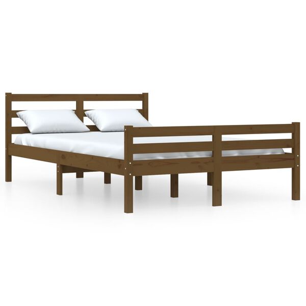 vidaXL Bed Frame without Mattress Honey Brown Solid Wood 150x200 cm King Size
