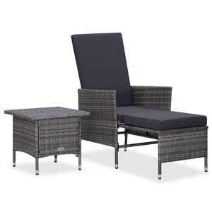 vidaXL 2 Piece Garden Lounge Set with Cushions Poly Rattan Grey