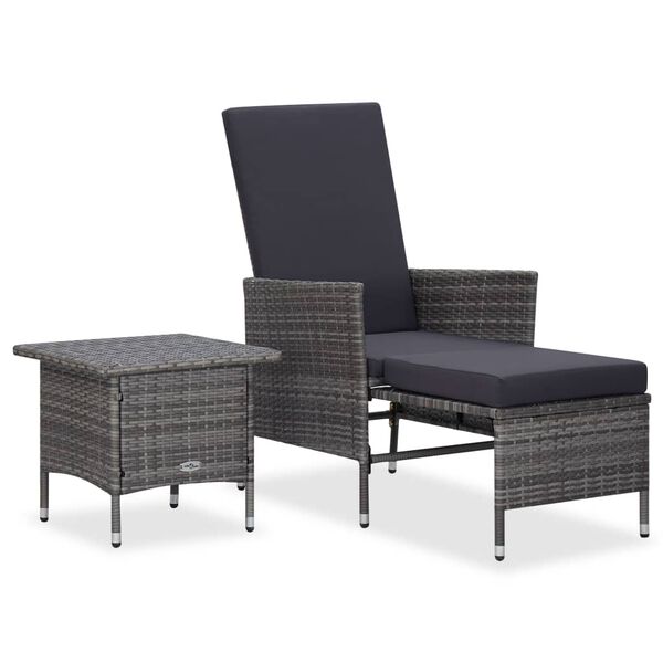 vidaXL 2 Piece Garden Lounge Set with Cushions Poly Rattan Grey