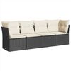 vidaXL 4 Piece Garden Sofa Set with Cushions Black Poly Rattan