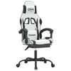 vidaXL Swivel Gaming Chair with Footrest White&Black Faux Leather