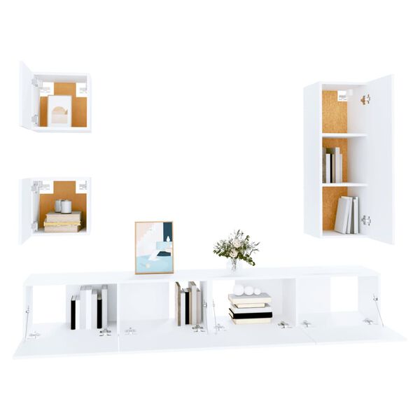 vidaXL 5 Piece TV Cabinet Set White Engineered Wood