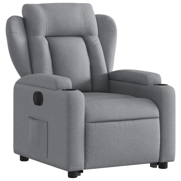 vidaXL Electric Stand up Recliner Chair Light Grey Fabric