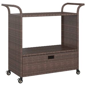 vidaXL Bar Cart with Drawer Brown 100x45x97 cm Poly Rattan