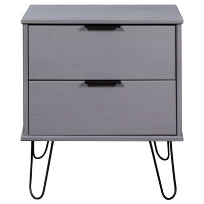 vidaXL Bedside Cabinet Grey 45x39.5x57 cm Solid Pine Wood