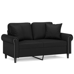 vidaXL 2-Seater Sofa with Throw Pillows Black 120 cm Faux Leather