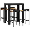 vidaXL 5 Piece Garden Bar Set Black Poly Rattan&Solid Wood Acacia