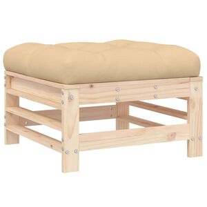 vidaXL Garden Footstool with Cushion Solid Wood Pine
