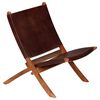 vidaXL Folding Relaxing Chair Brown Real Leather