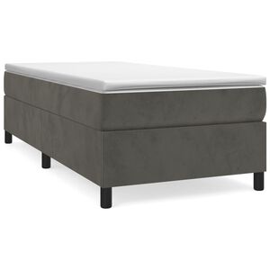 vidaXL Box Spring Bed with Mattress Dark Grey 106x203 cm King Single Size Velvet