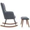 vidaXL Rocking Chair with a Stool Dark Grey Velvet