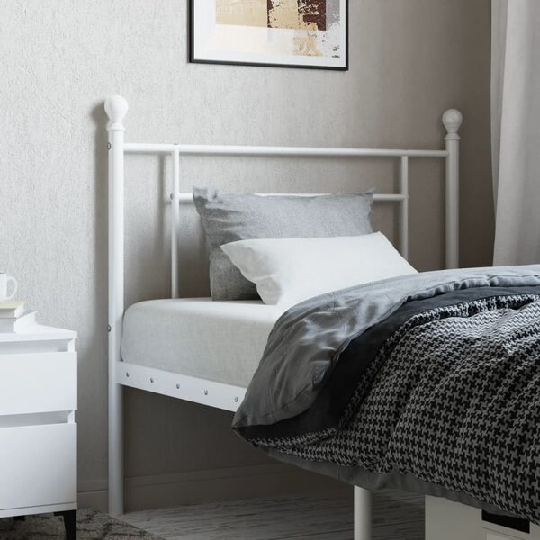 vidaXL Metal Headboard White 90 cm